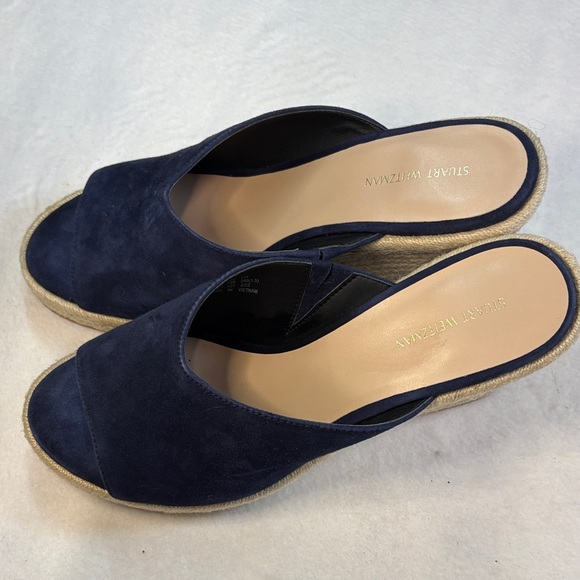 Stuart Weitzman Dark Blue Wedge Mules - Picture 9 of 9